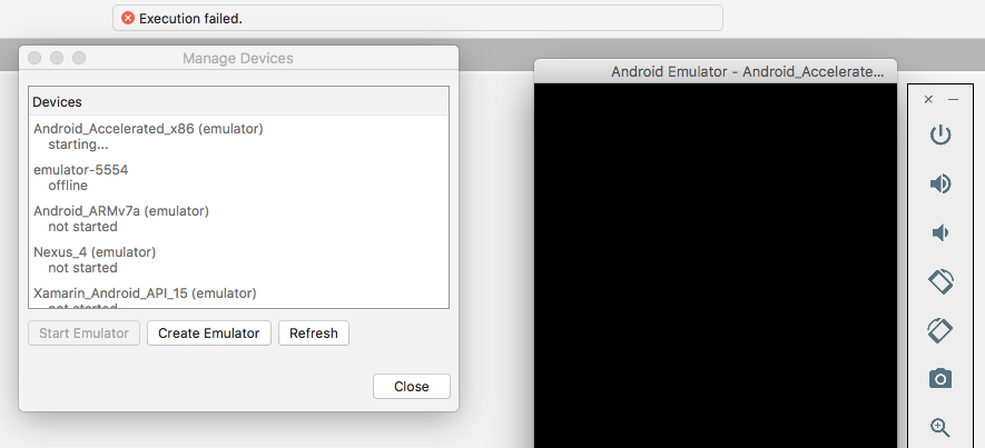 mac android studio emulator black screen